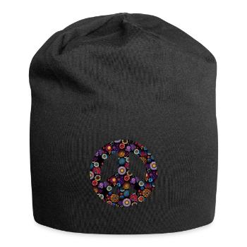 Hippie Festival Liebe Vintage Friedenszeichen - Jersey-Beanie - Schwarz - Vorne