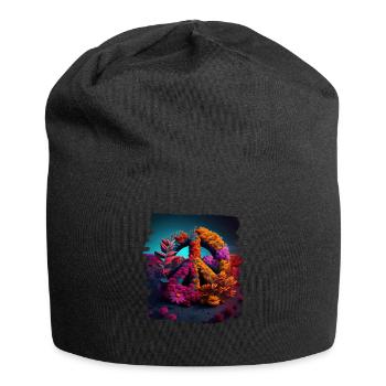 Hippie Festival Liebe Vintage Friedenszeichen - Jersey-Beanie - Schwarz - Vorne