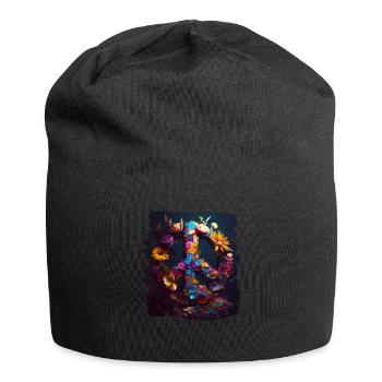 Hippie Festival Liebe Vintage Friedenszeichen - Jersey-Beanie - Schwarz - Vorne