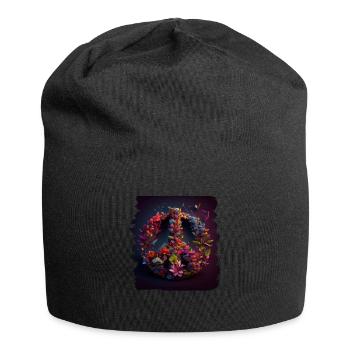 Hippie Festival Liebe Vintage Friedenszeichen - Jersey-Beanie - Schwarz - Vorne