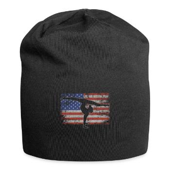 Acrobatics Retro USA Flag Gymnastics 4th of July - Jersey Beanie - black - Front