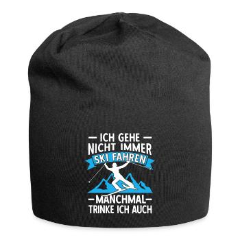 Lustige Skifahrer Ski Fahren Alter Mann auf Skiern - Jersey-Beanie - Schwarz - Vorne