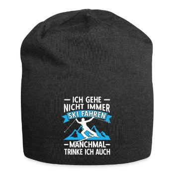 Lustige Skifahrer Ski Fahren Alter Mann auf Skiern - Jersey-Beanie - Anthrazit - Vorne