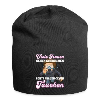 Viele Frauen gehen schwimmen, echte Frauen tauchen - Jersey-Beanie - Schwarz - Vorne