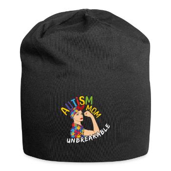 Autismus Mama Unzerbrechliches Puzzle Autismus Bewusstseinstag - Jersey-Beanie - Schwarz - Vorne