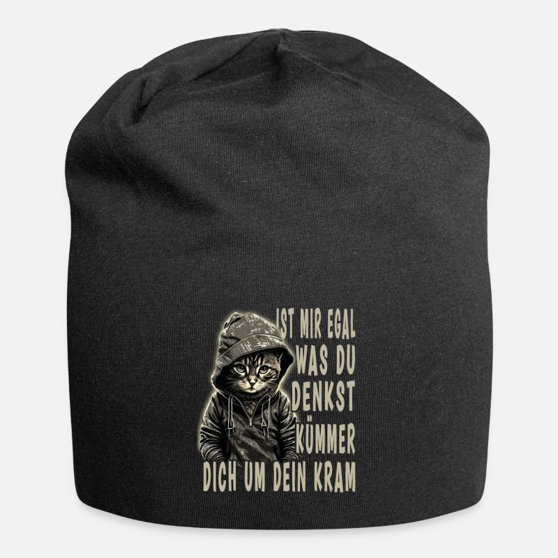 ist mir egal Katze - Jersey-Beanie - Schwarz