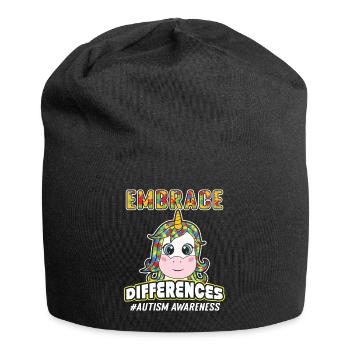 Unicorn Different Colorful Puzzle Autism Awareness - Jersey Beanie - black - Front