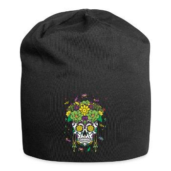Flower Sugar Bone Muertos Halloween Mardi Gras - Jersey Beanie - black - Front