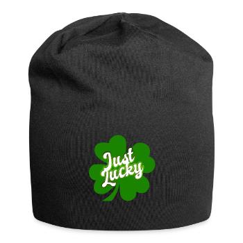 St Patricks Day - Just Lucky - Shamrock - Jersey-Beanie - Schwarz - Vorne