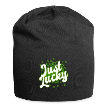 St Patrick's Day - Just Lucky - Shamrock - Jersey Beanie - black - Front