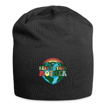 Respektiere deine Mutter Erde Stunde Tag der Erde - Jersey-Beanie - Schwarz - Vorne