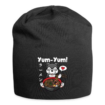 Yum Yum Japan Anime Ramen Nudel Hund - Jersey-Beanie - Schwarz - Vorne