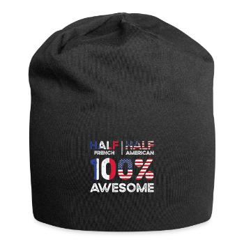 Né Français France Amérique USA - Bonnet en jersey - noir - Devant