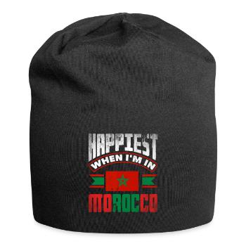 Maroc Maroc Maroc Drapeau Le plus heureux quand im In - Bonnet en jersey - noir - Devant