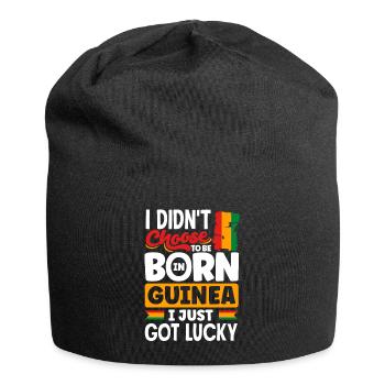 Guinea Guinea Guinea Flagge Ich habe gerade Glück Lustig - Jersey-Beanie - Schwarz - Vorne