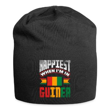 Guinea Guinea Guinea Flagge am glücklichsten, wenn ich in bin - Jersey-Beanie - Schwarz - Vorne