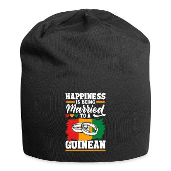Guinée Drapeau guinéen Le bonheur EST beign marié à - Bonnet en jersey - noir - Devant