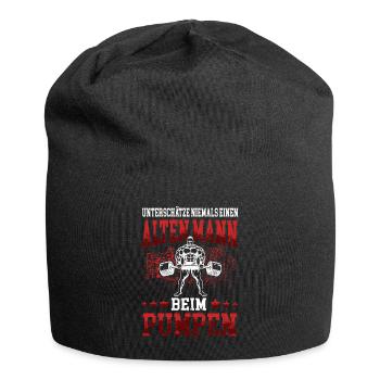 Fitness Alter Mann beim Pumpen Fitnestudio Workout - Jersey-Beanie - Schwarz - Vorne