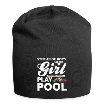 This girl shows you how to play billiards - Jersey Beanie - black - Front