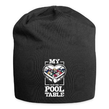 Mein Herz schlägt auf dem Billardtisch - Jersey-Beanie - Schwarz - Vorne