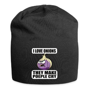 Ich Liebe Zwiebeln, Sie Bringen Die Leute zum - Jersey-Beanie - Schwarz - Vorne