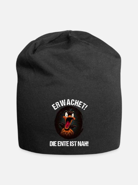Erwachet Die Ente ist nah Duck Ente lustiges Enten - Jersey-Beanie - Schwarz