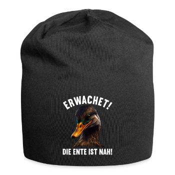 Erwachet Die Ente ist nah Duck Ente lustiges Enten - Jersey-Beanie - Schwarz - Vorne