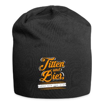 Feiern Saufen Titten und Bier Urlaub Party - Jersey-Beanie - Schwarz - Vorne