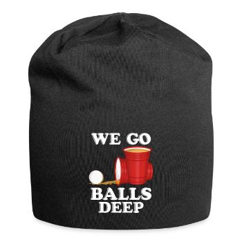 We go balls deep Beer Pong Bier Pong - Jersey-Beanie - Schwarz - Vorne