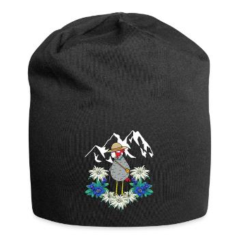 Oma Huhn Urlaub Langlauf Trecking Gebirge wandern - Jersey-Beanie - Schwarz - Vorne