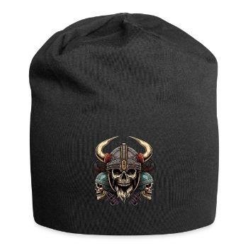 Gespenstische Walhalla-Wikinger-Skelettköpfe - Jersey-Beanie - Schwarz - Vorne