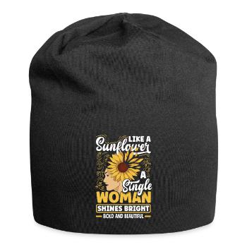 Like A Sunflower A Single Women Shines Bright - Jersey-Beanie - Schwarz - Vorne