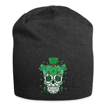 St Patty's Day Dia De Los Muertos Irish Flower - Jersey Beanie - charcoal grey - Front