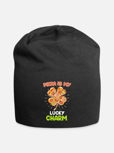 La pizza est mon porteur de bonheur Fan de pizza - Bonnet en jersey - noir