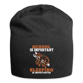 Sloth sleeping is more important lazy lazy - Jersey Beanie - black - Front