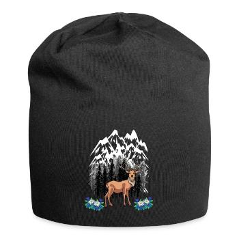 Animaux de la forêt Red Deer Alpes Gentiane Amoureux de la nature - Bonnet en jersey - noir - Devant