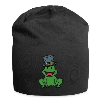 emotions, feelings, toad, frog, quark, children, happy - Jersey Beanie - black - Front