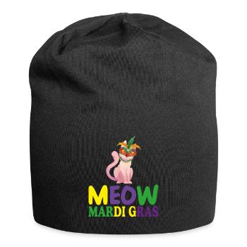 lustige Mardi Gras Niedliche Katze Siamese MEOW MARDI GRAS - Jersey-Beanie - Schwarz - Vorne