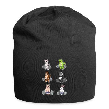 Fitnesstraining Pumpen Tiere beim Kreuzheben - Jersey-Beanie - Schwarz - Vorne