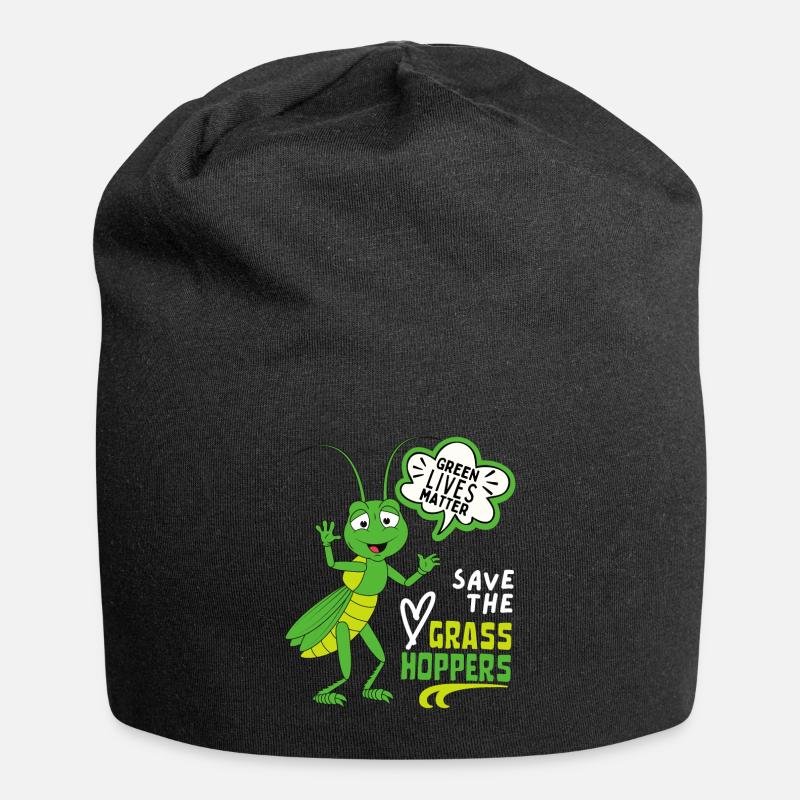 Comic Grashüpfer, lustiger Spruch Heuschrecke - Jersey-Beanie - Schwarz