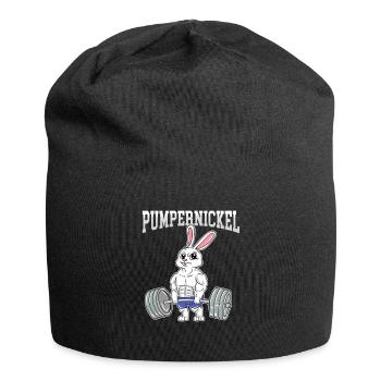 Fitness Pumpen Pumpernickel beim Kreuzheben - Jersey-Beanie - Schwarz - Vorne