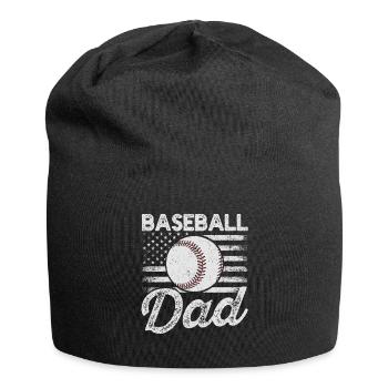 Baseball Dad USA American Flag Father's Day - Jersey Beanie - black - Front