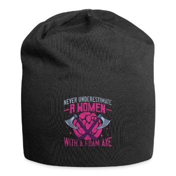 Never Underestimate A Women With A Foam Axe - Jersey-Beanie - Schwarz - Vorne