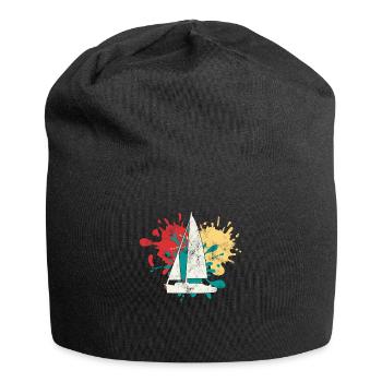 Sailing Boat Silhouette - Jersey Beanie - black - Front