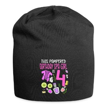 Spa-Geburtstag für Mädchen 4. Spa-Geburtstagsfeier - Jersey-Beanie - Schwarz - Vorne