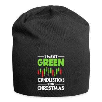 Je veux des chandeliers verts pour l’investisseur de Noël - Bonnet en jersey - noir - Devant