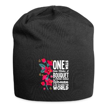 A Strong Single Women Can Change The World Flowers - Jersey Beanie - black - Front