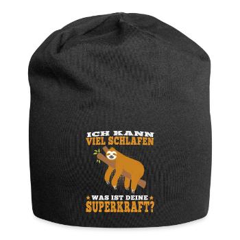 Faultier Ich kann viel schlafen faul Faulenzer - Jersey-Beanie - Schwarz - Vorne