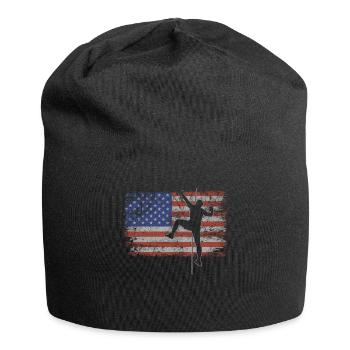 Bouldern Retro USA Flagge Freeclimbing 4th of July - Jersey-Beanie - Schwarz - Vorne