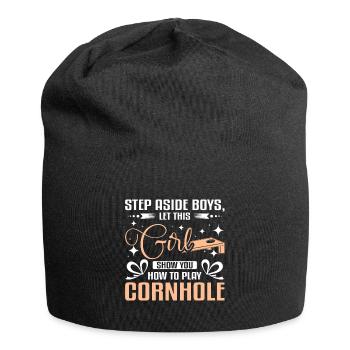 Let this girl show you to play cornhole - Jersey Beanie - black - Front